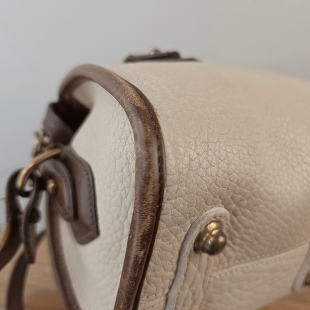 Dooney &‎ Bourke All Weather Leather Barrel Boston Bag Cream Brown Made in USA - Picture 9 of 16